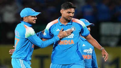 India captain Shubman Gill, left, congratulates Gurnoor Brar for taking three wickets. (AP Photo) Three years in the making: Gurnoor Brar repays Shubman Gill's faith, shows he is not a one-trick pony