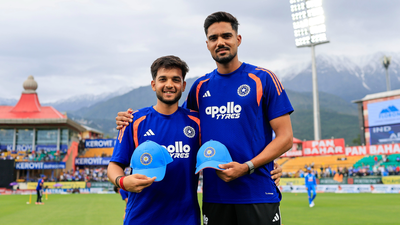 Harsh Dubey and Gurnoor Brar (X-BCCI) Harsh Dubey, Gurnoor Brar handed maiden ODI caps as India opt to field in 25-over contest