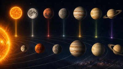 image AI generated How did the days of the week get their names from the Sun, Moon, and planets of the solar system