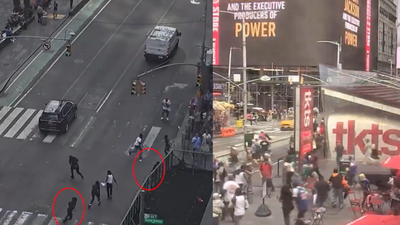 Watch: Crowds scatter as shots ring out in New York's Times Square