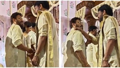 K Bhagyaraj was seen interacting with Chiranjeevi at the wedding.