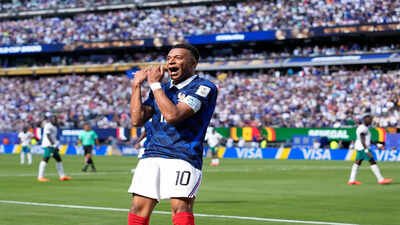 France's Kylian Mbappe celebrates after scoring the opening goal of his team during the World Cup Group I soccer match between France and Senegal in East Rutherford, N.J., near New York, Tuesday, June 16, 2026. (AP Photo/Frank Franklin II) Kylian Mbappé becomes France's all-time top scorer with brace in 3-1 win over Senegal: 6 World Cup records he can still break