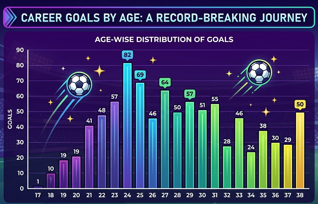 Lionel Messi's age-wise distribution of goals