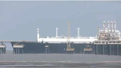 LNG carrier 'Disha' docked at Dahej Port in Bharuch. Photo credit: ANI Watch: India’s first LNG carrier reaches Gujarat as Hormuz shipping resumes, docks at Dahej port