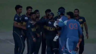 Photo/screengrab Vaibhav Sooryavanshi clashes with Sri Lanka players after India A defeat in super over - Watch