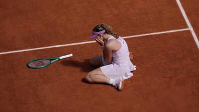 Russia's Mirra Andreeva celebrates after winning the final women's tennis match against Poland's Maja Chwalinska at the French Open in Paris, Saturday, June 6, 2026. (AP) French Open: Mirra Andreeva conquers Paris, becomes first Russian woman since Maria Sharapova to win a Grand Slam