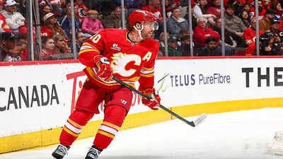 Blake Coleman #20 of the Calgary Flames skates against the Los Angeles Kings at the Scotiabank Saddledome on April 16, 2026 in Calgary, Alberta Calgary Flames star forward Blake Coleman NHL trade rumors link Dallas Stars and Tampa Bay Lightning this offseason