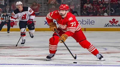 Dylan Larkin #71 of the Detroit Red Wings skates up ice with the puck against the New Jersey Devils during the first period at Little Caesars Arena on April 11, 2026 in Detroit, Michigan. (Photo by Dave Reginek/NHLI via Getty Images) Pittsburgh Penguins emerge in latest NHL trade update amid intriguing developments surrounding Detroit Red Wings $8.7M Forward