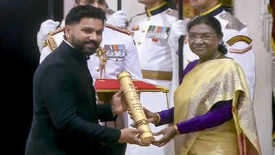 President Droupadi Murmu confers the Padma Shri to former India captain Rohit Sharma (PTI Photo) Rohit Sharma conferred Padma Shri for outstanding contribution to Indian cricket