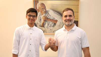 (Photo shared by Rahul Gandhi on X) 'Tender investigator': Rahul Gandhi meets 17-year-old student who exposed CBSE-OSM anomalies