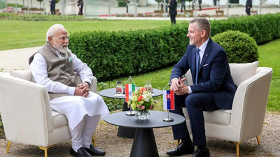 Prime Minister Narendra Modi and Slovakia President Peter Pellegrini during a meeting PM Modi conferred Slovakia’s highest honour, his 33rd global recognition