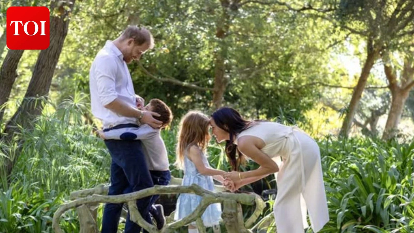 Prince Harry and Meghan Markle with  Prince Archie and Princess Lilibet