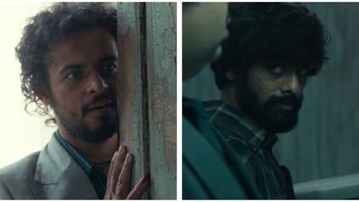 Akash Makhija and Ramandeep Yadav in stills from the new trailer of Raakh. Akash Makhija and Ramandeep Yadav in stills from the new trailer of Raakh.
