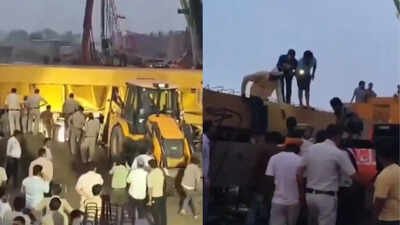 3 dead, 1 injured as crane overturns at Jewar Airport flyover construction site in Faridabad