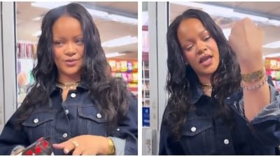Rihanna flaunted her diamond bracelet in a new video.