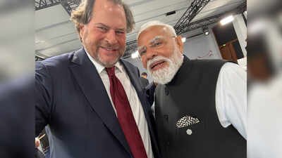 Salesforce CEO Marc Benioff shares selfie with PM Narendra Modi (Source: X/Benioff) Salesforce CEO Marc Benioff shares selfie with PM Modi at G7 summit, says: ‘Inspired by my…’