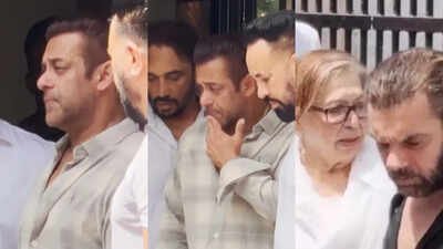 An emotional Salman Khan controls his tears as he attends his friend Kumod Raney's funeral, Helen, Arbaaz Khan, Sohail Khan also spotted - WATCH VIDEOS