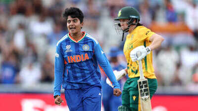 Shree Charani (Pic credit: BCCI Women) Shree Charani scripts history, equals Poonam Yadav’s Women’s T20 World Cup record