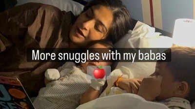 Sonam Kapoor gives fans a glimpse of baby Rudralokh during snuggle session with big brother Vayu - PICS