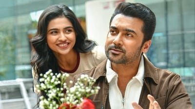 Suriya and Mamitha Baiju in the new song from the film, titled Pattampoochi. Suriya and Mamitha Baiju in the new song from the film, titled Pattampoochi.