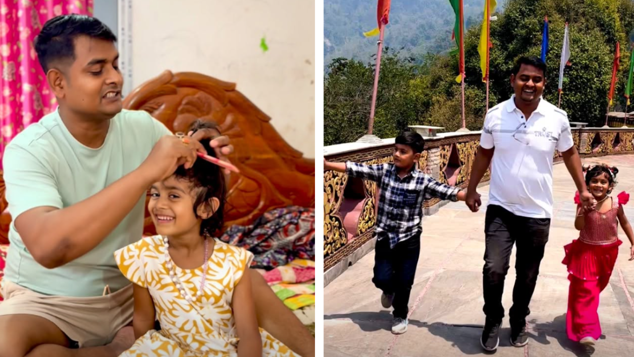 Suvendu Sarkar with his daughter and son (Instagram/suvendu5337)
