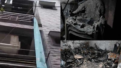 Trapped residents made desperate escapes using sarees from windows as flames and thick smoke engulfed the structure. 'People climbed down using sarees': Horror moments from blaze in Delhi apartment that killed mother and two kids