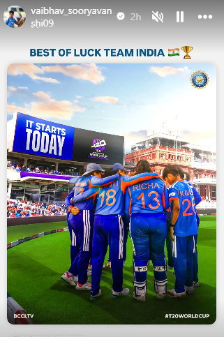 Vaibhav Sooryavanshi Insta story