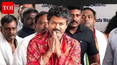Tamil Nadu CM and actor Vijay visits Kollur Mookambika temple: Fans gather to see the actor turned political leader