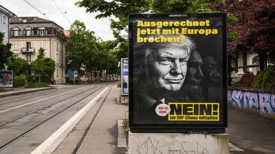 A poster reading "To break away from Europe at a time like this - No to the SVP Chaos Initiative", featuring images of President Donald Trump, Russian President Vladimir Putin and Chinese President Xi Jinping, urging people to vote against the Swiss People's Party (SVP) referendum titled "No to a Switzerland with 10 million inhabitants" photographed in Bern, May 18, 2026. (Christian Beutler/Keystone via AP) Will Switzerland cap its population at 10 million? What it means for immigrants