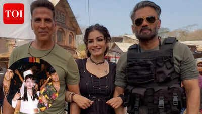 Raveena Tandon's 'Mohra' reunion moment with Akshay Kumar and Suniel Shetty steals spotlight ahead of 'Welcome To The Jungle' trailer launch