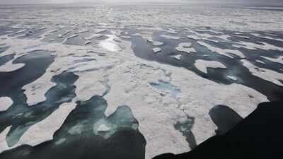 Sea ice melts on the Franklin Starait (AP file photo) Scientists tried to thicken Arctic ice by pumping seawater onto it. The ice did become thicker and brighter, but there is a big catch