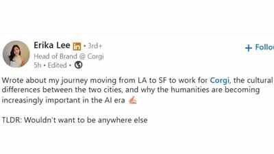 Erika Lee left LA for an AI startup in San Francisco (Picture source: LinkedIn/Erika Lee) She moved from Los Angeles to San Francisco for an AI job. The biggest difference wasn't the technology