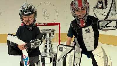 Amanda Vernaci created a hockey rink in her basement over three months (Picture: Amanda Vernaci) A mom spent $17K turning her basement into a hockey rink for her sons, complete with synthetic ice, boards and glass, and says she is not worried about resale value