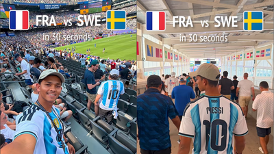 Yashasvi Jaiswal at the New York New Jersey Stadium Watch: Indian cricketer Yashasvi Jaiswal flaunts 'Messi' jersey during France vs Sweden FIFA World Cup match