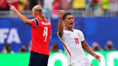 Jude Bellingham scored a crucial extra-time goal for England's World Cup semi-final victory. Norway took an early lead through Andreas Schjelderup before a controversial moment aided England.(AP Photo) England vs Norway FIFA World Cup QF match result: Jude Bellingham's brace propels England into World Cup semifinals after extra-time win