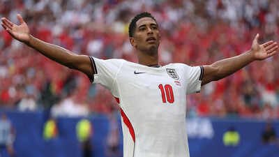 Jude Bellingham showcased his talents by netting four goals in the knockout stage of the World Cup, reminiscent of Diego Maradona's brilliance in 1986. (Photo/ANI) FIFA WC 2026: Jude Bellingham joins Maradona in exclusive club with back-to-back braces in World Cup knockouts