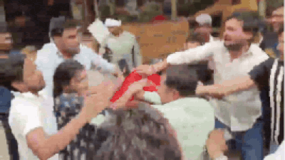 The incident took place at Zila Parishad Market, where the youth and the woman were sitting at an eatery. (Credit-Social Media) Youth thrashed by mob while with woman of another faith in UP