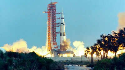 FILE - In this April 11, 1970, photo made available by NASA, the Saturn V rocket carrying the crew of the Apollo 13 mission to the moon launches from the Kennedy Space Center in Florida. (NASA via AP) As Nasa’s Moon to Mars mission nears, scientists may finally have an answer to the problem that would have killed anyone standing on the Moon in 1972