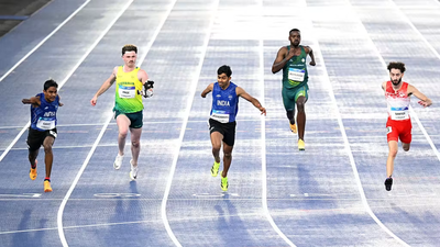 Dilip and Basil produce a sprint for the ages in T47 100m (Images: ESPN) T47 100m: Dilip Mahadu Gavit wins Gold, Mohammed Basil claims Silver in historic India 1-2