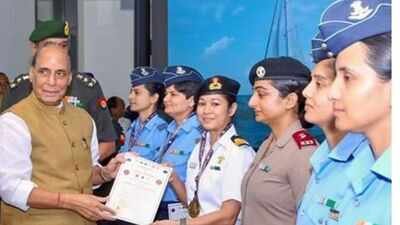 Rajnath Singh honours all-women IASV Triveni crew after global sea expedition 'Inspired every daughter of India': Rajnath Singh honours all-women crew of IASV Triveni