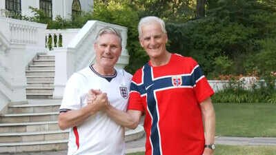 Watch: Keir Starmer, Jonas Gahr Støre swap playful World Cup jibes before England-Norway quarter-final clash