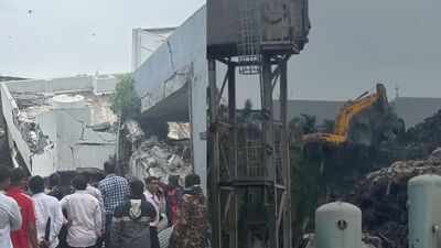 A three-storey administrative building at the Pimpri Chinchwad Municipal Corporation's (PCMC) Waste-to-Energy (WTE) plant in Moshi collapsed amid heavy rain on WednesdayImage Credit: TNN 16 feared trapped after building collapses in Pune amid heavy rain