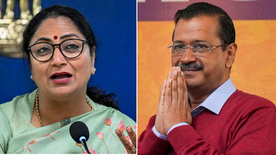 Rekhta Gupta and Arvind Kejriwal (R) 'Political conspiracy was hatched': Rekha Gupta blames AAP top brass after Tahir Hussain's Delhi riots conviction