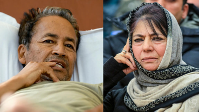 Sonam Wangchuk and Mehbooba Mufti (R) 'Colonial mindset endures': Mehbooba Mufti slams Centre over silence on Sonam Wangchuk's hunger-strike