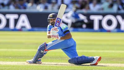 Rohit Sharma plays a shot during 3rd ODI against England at Lord's. (ANI Photo) Rohit Sharma rewrites ODI history: Most hundreds in a visiting country after iconic Lord's century