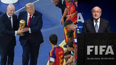 L-R: FIFA president Gianni Infantino and US President Donald Trump present the trophy to Spain's Rodri; and Sepp Blatter. 'World Cup lost its credibility': Sepp Blatter says politics overshadowed football after 'right champions' Spain's triumph