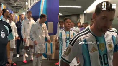 Lionel Messi's pep talks during World Cup final spark theories. (Video grabs) Were Argentina under more pressure than usual in World Cup final? Lionel Messi's tunnel pep talks fuel fan theories – WATCH