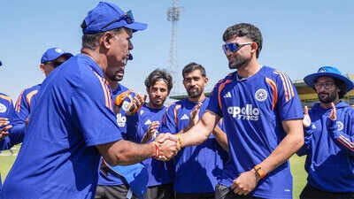 Ashok Sharma getting his India cap from Sunil Joshi. (Pic credit: BCCI) 'My dream has come true': Emotional Ashok Sharma dedicates India debut to elder brother Akshay