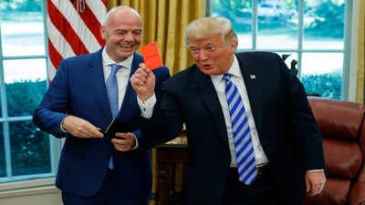 File Photo: FIFA president Gianni Infantino and US President Donald Trump (AP Photo) Why IOC won't investigate Gianni Infantino over Donald Trump's role in Folarin Balogun red-card controversy