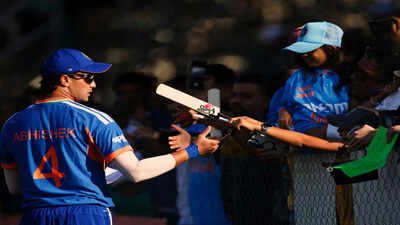 India's Abhishek Sharma (AP Photo) Abhishek Sharma scripts history, enters Indian cricket's record books